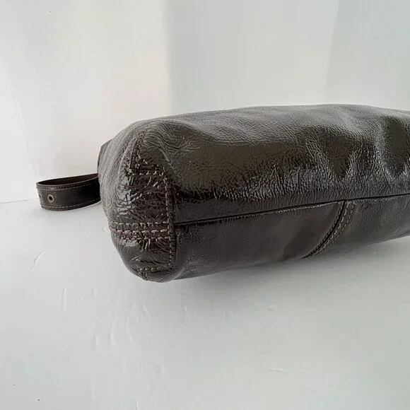 Coach Brown Patent Leather Crinkle Texture Hobo & Crossbody Bag, C0873-12387 EUC - Picture 12 of 16